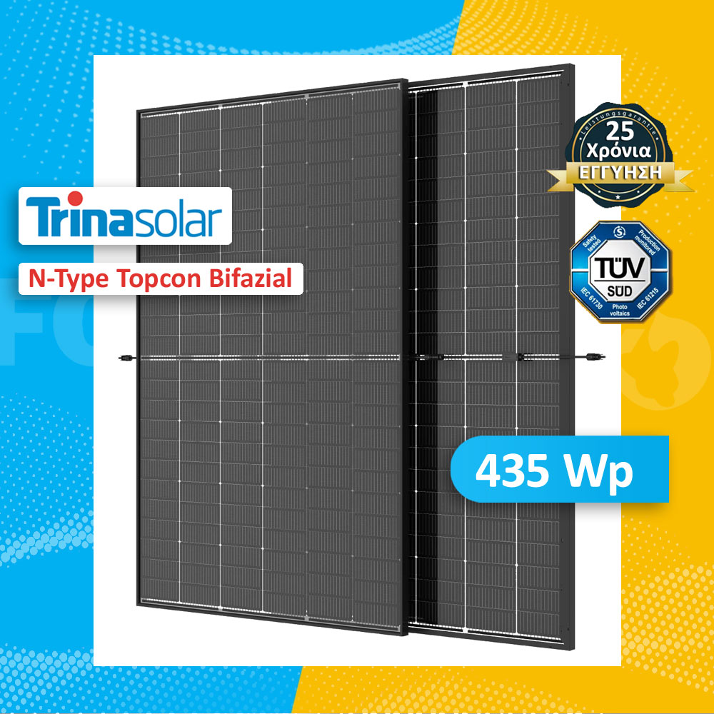 Φωτοβολταϊκό Πάνελ N-type Bifazial Dual Glass Trina NEG9RC.27, 435Wp