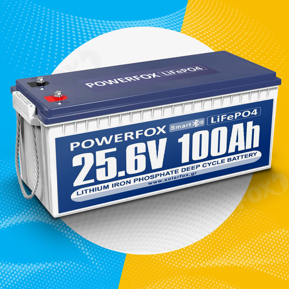 POWERFOX 24V 100Ah με Bluetooth LiFePO4 Μπαταρία για Ναυτιλία, Φωτοβολταικά, Ψάρεμα, Κάμπινγκ