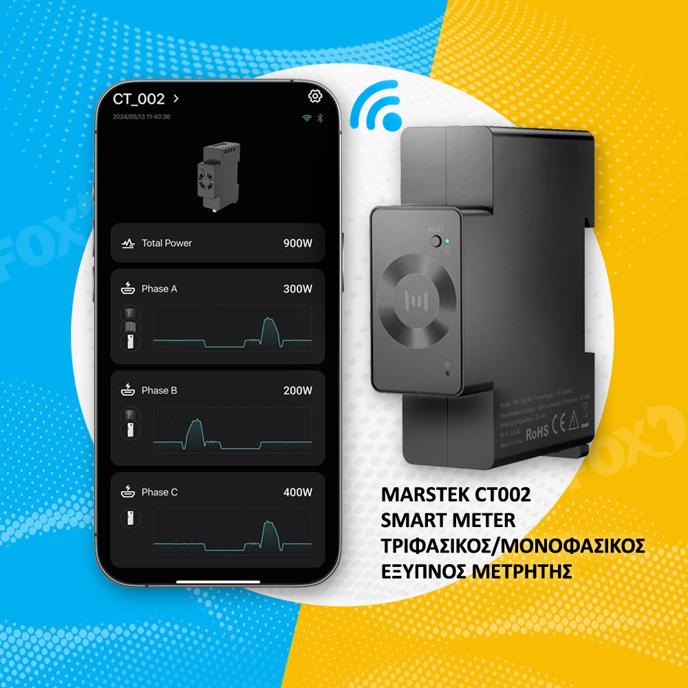 MARSTEK CT002 Τριφασικός Μετρητής Ενέργειας Ράγας / Smart Meter / WiFi & Bluetooth