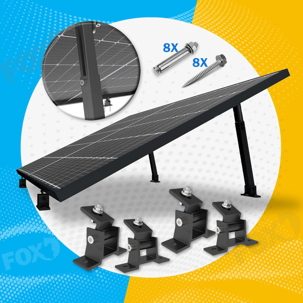 SolarFox Βάση Τοίχου Φωτοβολταικών Πάνελ, Ρυθμιζόμενη, Γενικής Χρήσης επίσης για, Στέγη & Δάπεδο (Σετ για 1 Πάνελ)