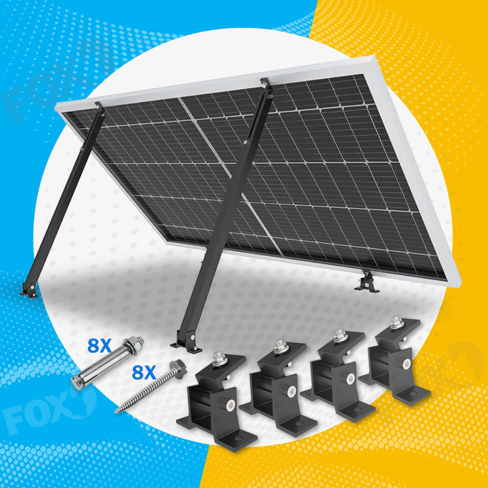 SolarFox Βάση Τοίχου Φωτοβολταικών Πάνελ, Ρυθμιζόμενη, Γενικής Χρήσης επίσης για, Στέγη & Δάπεδο (Σετ για 1 Πάνελ)