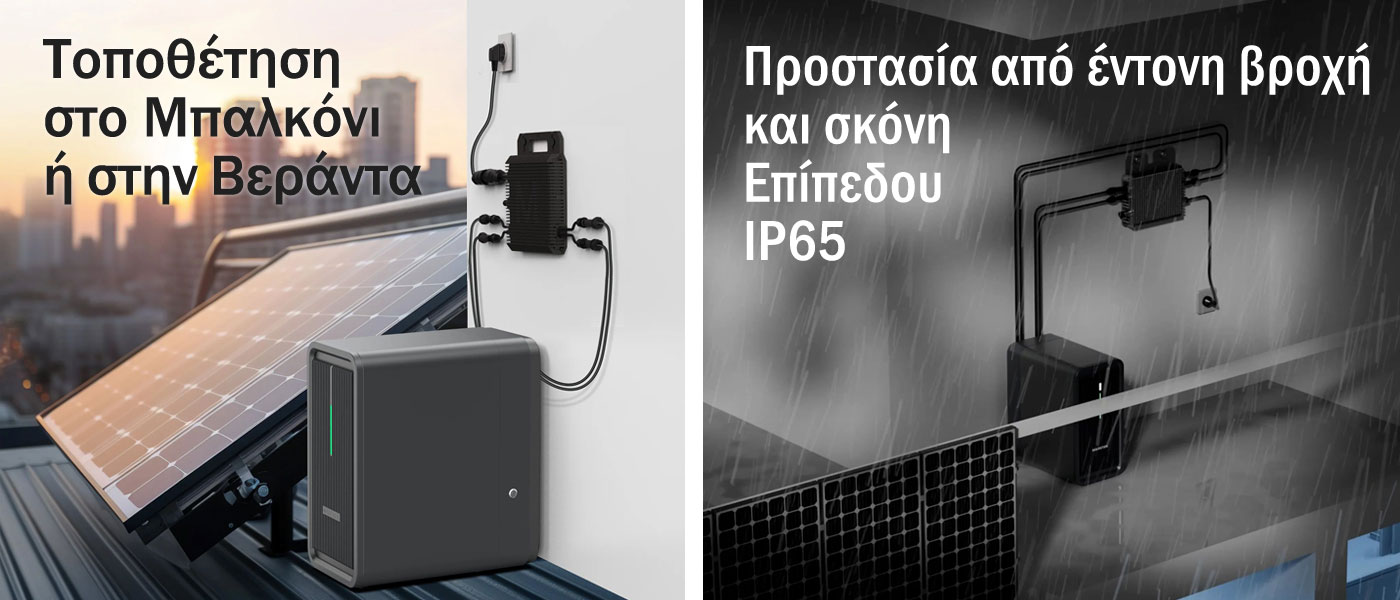 τοποθέτηση στο μπαλκόνι - τοποθέτηση στην Βεράντα ή στον Κήπο - προστασία ip65